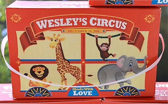 Animal Cracker Boxes | Children's Carnival Birthday Party Favor | Barnum Animal Cookies | Circus Theme Party | Circus Birthday | Il_570xn