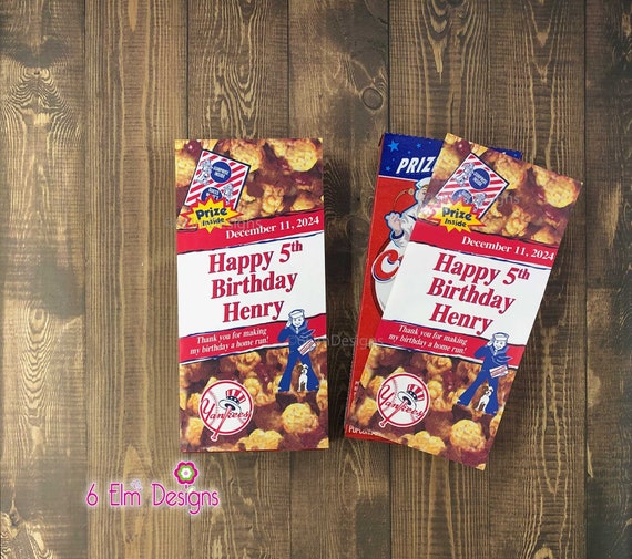Cracker Jack Labels, Custom Cracker Jack Stickers for Birthdays, Baseball Cracker Jacks, Team