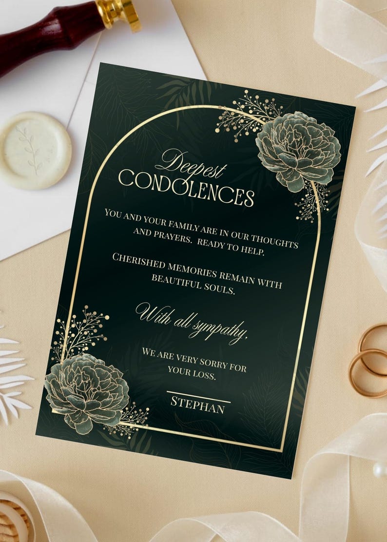 Condolence & Sympathy Card – Elegant Floral Design | Editable Canva ...