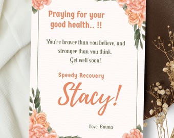 Floral Get Well Soon Card – Speedy Recovery & Encouragement Greeting