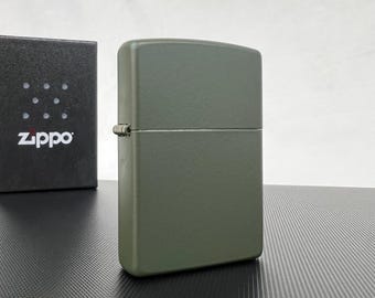 Encendedor Zippo personalizado, verde hierba mate, grabado láser, regalo para hombres, regalo para padrinos de boda