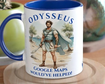Odysseus Coffee Mug Greek Mythology Hero Epic Journey Homer Odyssey Ceramic Cup 11oz Travel Navigation Humor