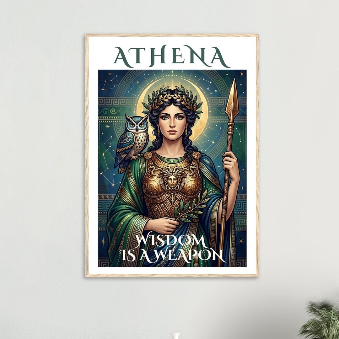 Athena Goddess Poster Bold Colors Eclectic Home Decor Gallery Wall Art ...