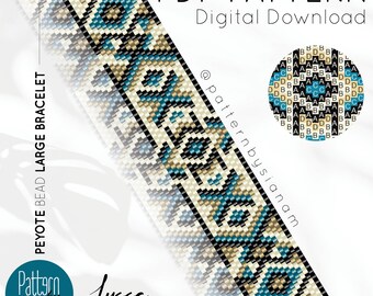Large Bracelet PDF Pattern • Odd Number Peyote • Miyuki Beads • DIY Lyssa Cuff • Digital Download