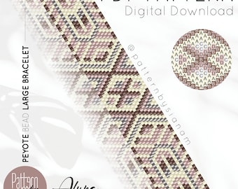 Large Bracelet PDF Pattern • Odd Number Peyote • Miyuki Beads • DIY Aluna Cuff • Digital Download