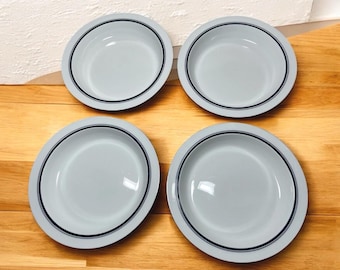 DANSK BISTRO Christianshavn Blue Stripe Set Of 4 Rimmed Pasta Soup 8" Bowls Portugal