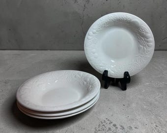 Juego de 4 tazones para sopa de frutas o cereal Gibson blancos con relieve de 8 pulgadas.