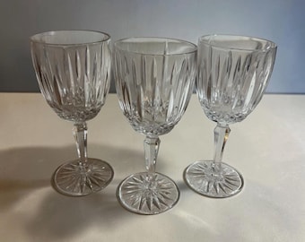 3 Mikasa Crystal Wine Glasses Old Dublin Water Goblets Vintage Stemware Barware