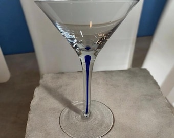 Orrefors Intermezzo Cobalt Blue Crystal Martini Glass 7"