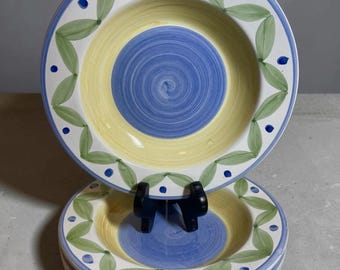 Set of 4 Italian Hand Painted Marisol Bowls – Blue Yellow Angel Theme