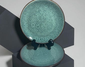 2 Threshold Belmont Green Stoneware Desert Salad Plates 8 3/8” Luncheon Plates