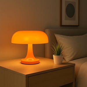 Lampe de table champignon rétro : lampe de chevet USB style années 70