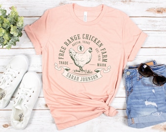 Chemise poulet personnalisée, chemise ferme, t-shirt ferme, chemise personnalisée, amoureux du poulet pour la fête des mères, cadeau poulet, cadeau paysan, cadeau de Pâques