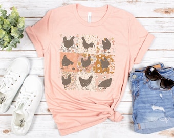 Vintage kip shirt, homestead shirt, boerderij T-shirt, Moederdagcadeau, kip minnaar cadeau, boerderij-T-shirt, paascadeau, homesteading shirt cadeau