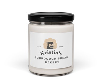 Sourdough Scented Soy Candle, Personalized Sourdough Candle, 9oz Soy Candle, Gift for Baker, Soywax Scented Candle, Foodie Candle Gift