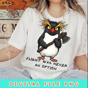 Flight Was Never an Option Rockhopper Penguin Knife Meme PNG: Funny Penguin Clipart png Dark Humor Animal Art (Digital Download)
