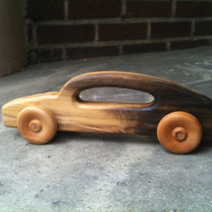 Roll 'Em Car by BANDY. Large 12 long body with handle, salvaged poplar body, maple wheels, oak axles, durable and fun image 1