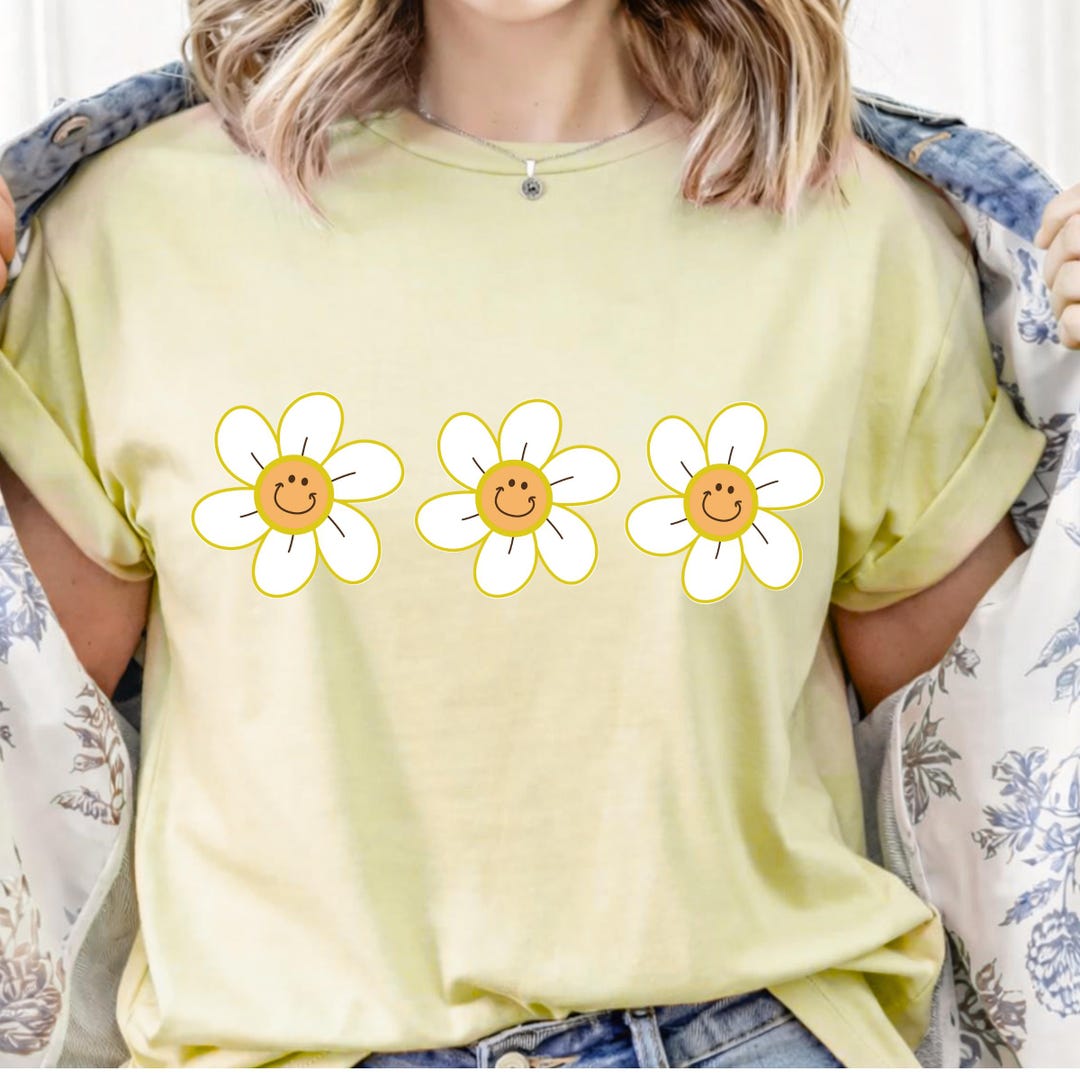 Smile Daisy PNG: Retro Flower Face Clipart Smiley Face Floral Png ...