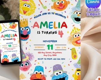 Invitación de cumpleaños editable / Plantilla imprimible / Invitación para niños y niñas, descarga instantánea