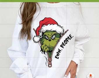 Diseño de camiseta navideña con el Grinch "Ew People SVG" (descarga digital)