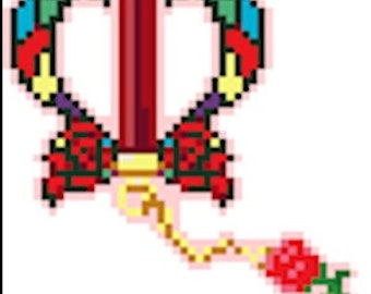 Divine Rose Keyblade (Kingdom Hearts Union X) Pattern for Cross-Stitch/Perler Beads/Diamond Painting
