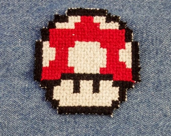 Super Mario Bros. Red Mushroom Iron On Patch