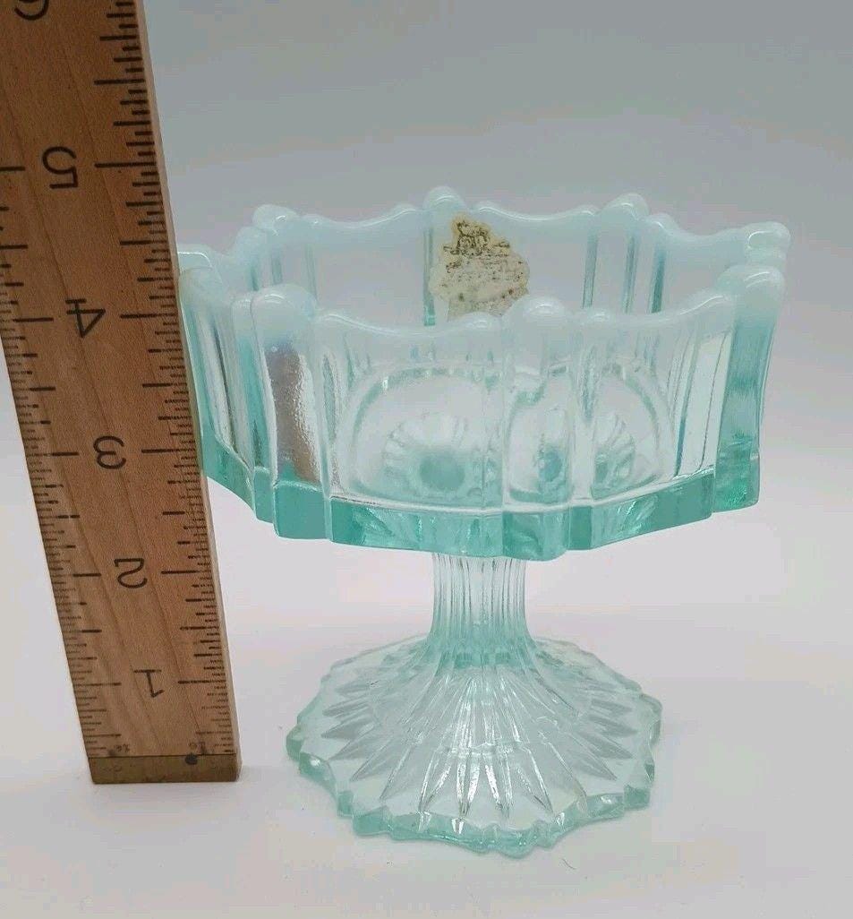 フェントン アイスブルーグリーン オパールセントガラス コンポート