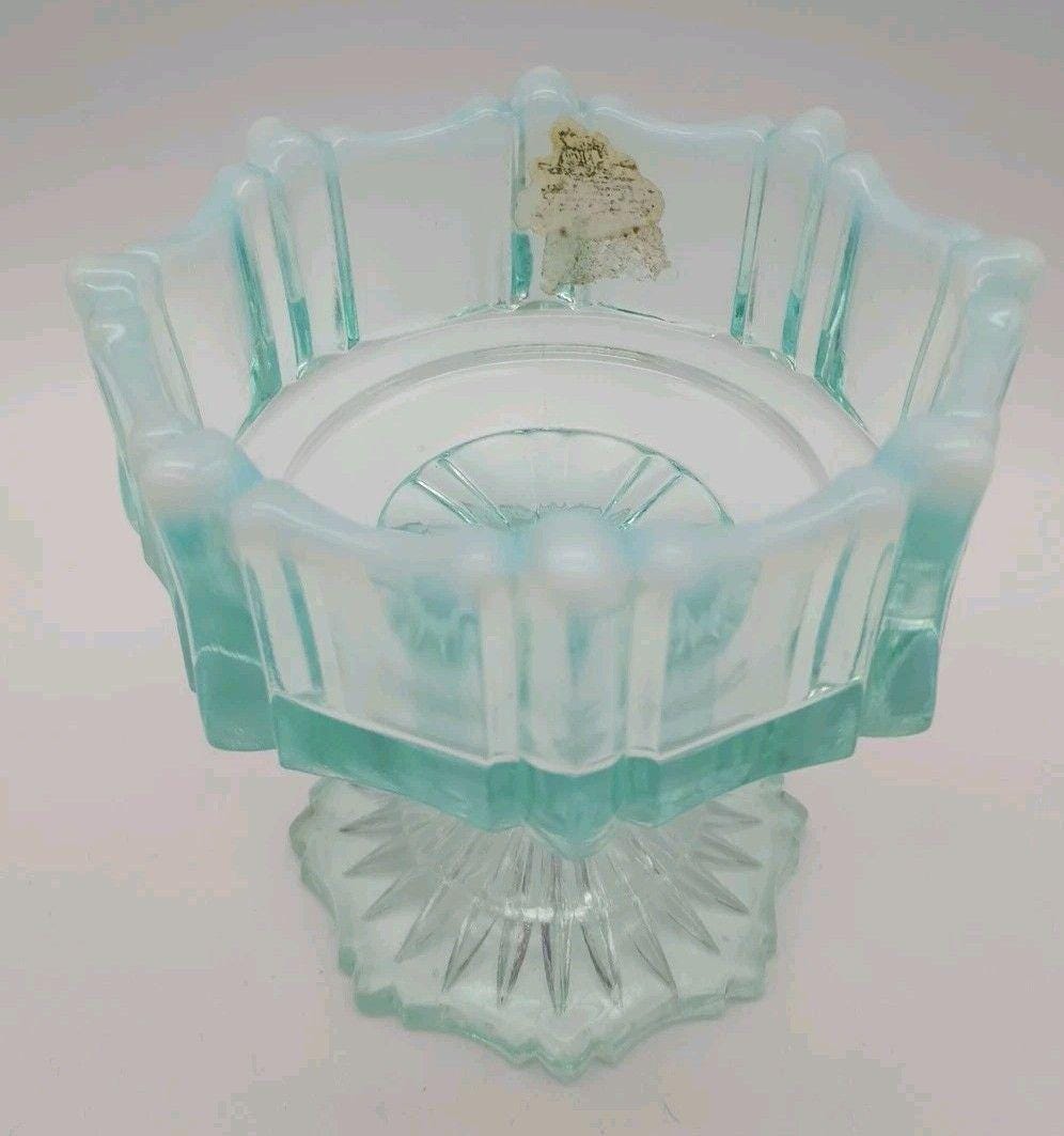 フェントン アイスブルーグリーン オパールセントガラス コンポート