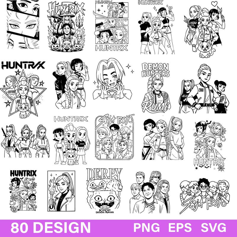 Huntrix Coloring Pages - Etsy