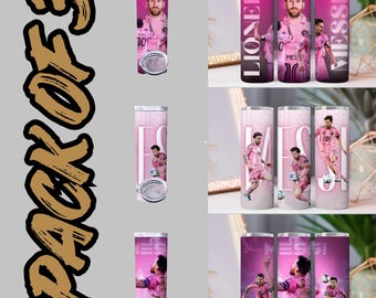 Paquete de 3 vasos de Messi: Vaso de leyendas del fútbol (descarga digital PNG)