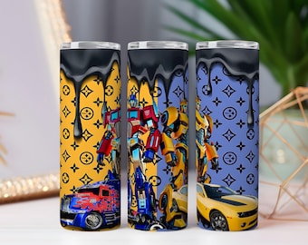 Metallic Robot Tumbler Wrap: Sci-Fi Mecha Design (Digital Download)