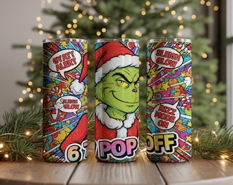 Envoltura para vaso delgado Grinch de 20 oz, diseño de sublimación PNG de 20 oz y 30 oz.