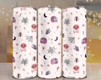 Envoltura de vaso de Halloween retro de los 90 PNG: Diseño de sublimación sin costuras (archivo digital)