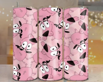 Envoltura de vaso de Cowardly Dog PNG: Diseño de sublimación retro de los 90 (archivo digital)