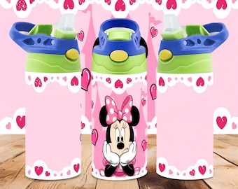 Pinke Schleife, Maus-Mädchen, 350-ml-Becherfolie (PNG) | Niedliches Design mit Schloss und Herzen für Kinderbecher (Sublimation) | Digitaler Download
