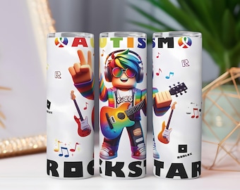 Envoltura de vaso de Roblox con diseño de jugador colorido PNG: Diseño de sublimación de personaje de bloque (20 oz y 30 oz) (Descarga digital)