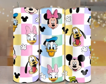 Envoltorio de vaso retro de Mickey Friends: diseño neón de los 90 (archivo digital PNG)