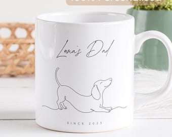 Personalised Sausage Dog Mug, Custom Dachshund Mum Present, Wiener Dog Dad Gift, Pet Owner Coffee Cup