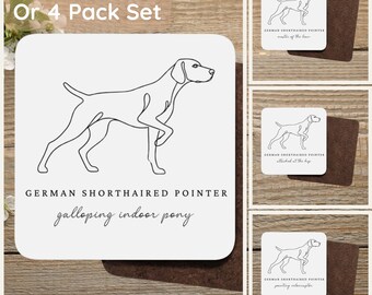 Posavasos de Braco Alemán de Pelo Corto, Regalo de Pony de Interior al Galopante, Posavasos de Perro Braco Alemán, Regalo de Cumpleaños para Mamá y Papá de Perros Braco