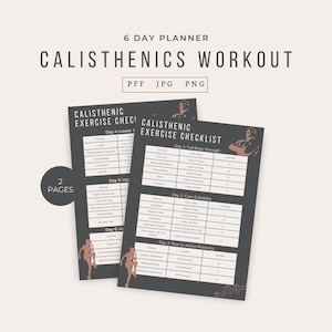 Registro de ejercicios de calistenia Folya / Programa de entrenamiento de 6 días / Entrenamiento con peso corporal / Registro de entrenamiento en el gimnasio