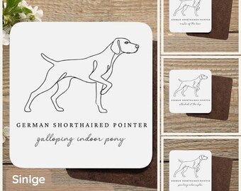 German Shorthaired Pointer Coaster, Galloping indoor Pony GSP Gift, German Pointer Dog Coaster, Pointer Dog Mum Dad Birthday Present