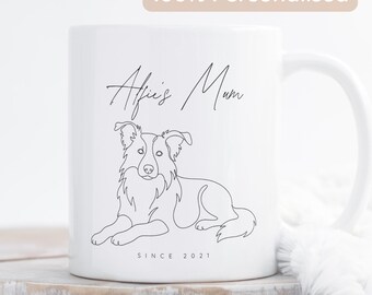 Personalised Border Collie Mug, Collie Mum Gift, Dog Dad Coffee Cup, Custom Pet Name Cup, Dog Owner Gift