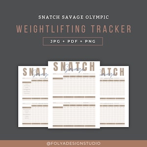 Tracker di sollevamento pesi olimpico • Registro di allenamento Snatch Savage – Programma di forza di 3 pagine