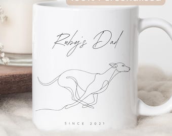 Personalised Greyhound Mug, Custom Sighthound Mum Gift, Dog Dad Coffee Cup, Pet Name Mug, Rescue Greyhound Gift for Dog Lover
