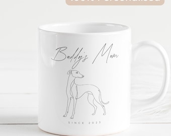 Personalised Sighthound Mug, Lurcher Mug for Dog Owner, Custom Pet Gift, Dog Mum Mug, Lurcher Art, Sighthound Gift