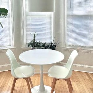 Modern White Round Tulip Dining Table, Compact Bistro Table for Two