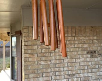 Carillón de viento de bambú: carillón de madera amarillo, decoración relajante para jardín y regalo para interiores.