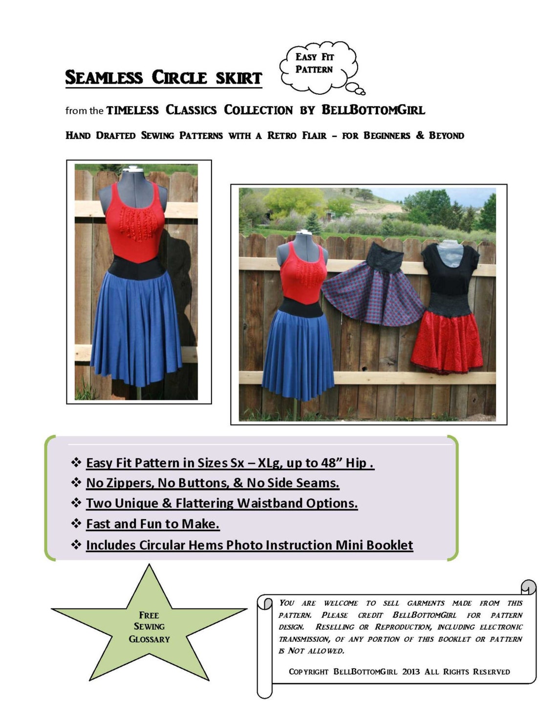 Ladies Full Circle Skirt PDF Sewing Pattern Instand Download - Easy ...