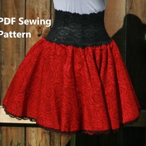 Ladies Full Circle Skirt PDF Sewing Pattern Instand Download - Easy Twirly Skirt Printable Pattern