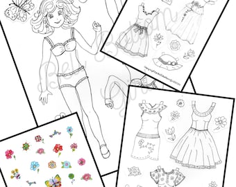 Paper Doll Playset Digital Download Color and Cut Toy Printable